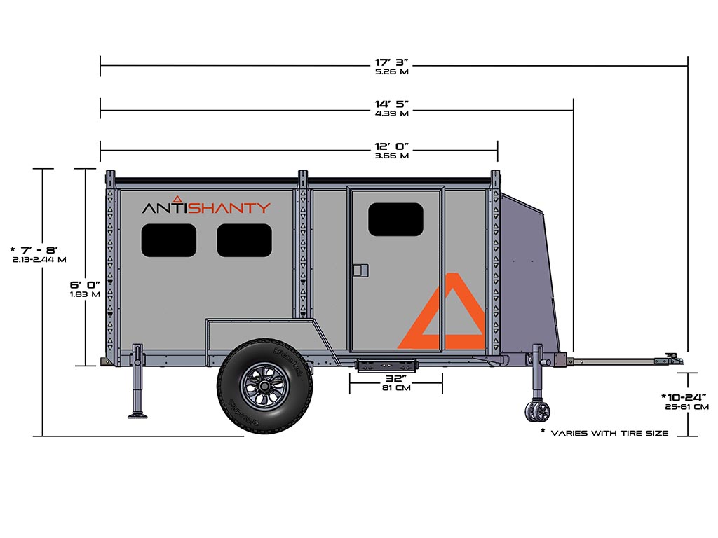 AntiShanty Side View Diagram with Dimensions